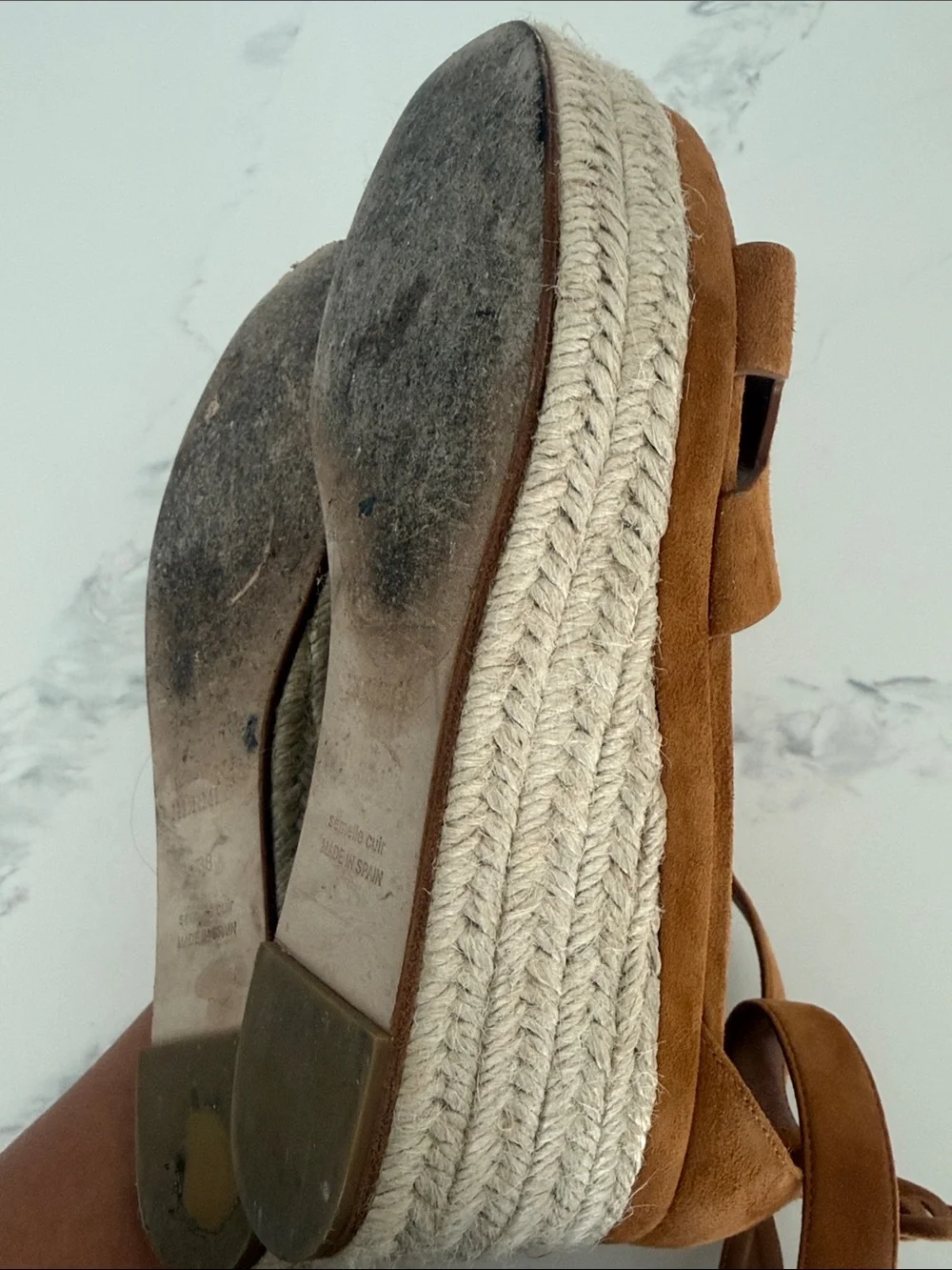 Hermes Tan Suede Espadrille Wedge size 38 Sandals